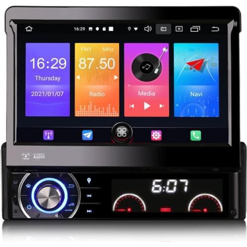 7" Android 10.0 OS One Din Car DVD Multimedia System Player Single Din Car GPS 1 Din Car Radio with Motorized Retractable Screen