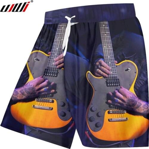 UJWI 3d Rock Guitar Printed Beach Shorts Men Plus Size Trunks Surfing Board Beachwear Male Harajuku Hip Hop Gothic Style