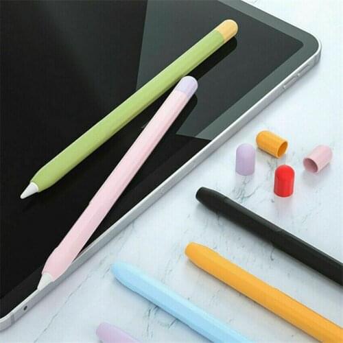 For Apple Pencil 1st 2nd Generation Soft Silicone Pen Case Cover Skin Pen Stylus Cap Non Slip Candy Color Sleeve Protective