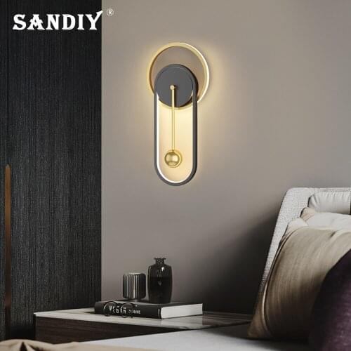 SANDIY Clock Shape Wall Lights Nordic LED Wall Lamp Art Deco Lights for Home Living Room Bedroom Bedside Asile Creative Sconces