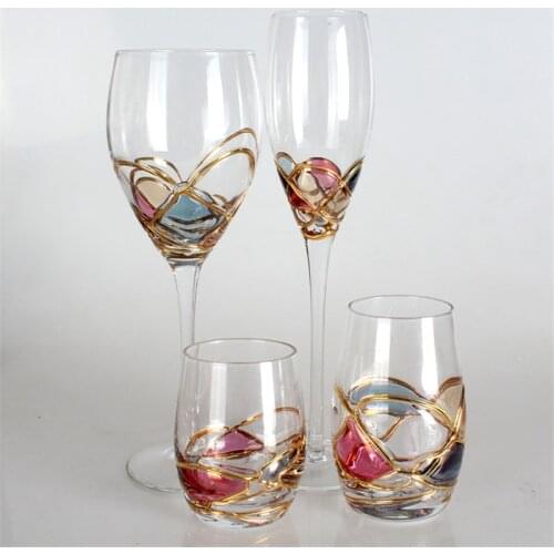 New wholesale Multicolored hand made red wine cup champagne glass cup beer water mug wine decanter creative wedding gifts