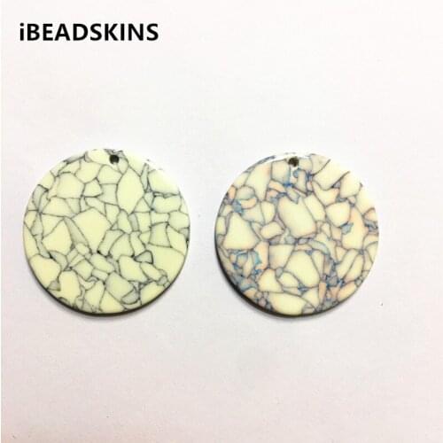New arrival! 35mm 50pcs/lot acetic acid Imitation marble crack effect coin-shape charms for earring/Jewelry DIY