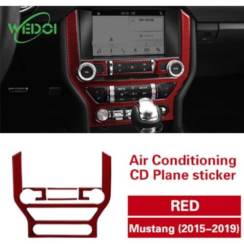 For Ford Mustang Real Carbon Fiber Dashboard Center Console Air Conditioner Multi-Media CD GPS Control Panel Trim Cover Stickers