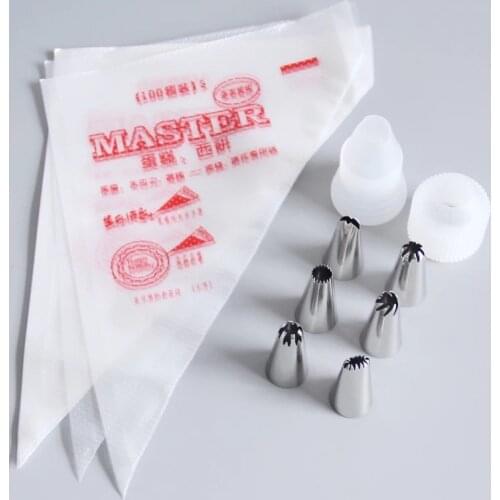 Cake Decoration Plastic Disposable Cream Bags Stainless Steel Pastry Nozzle Bags Cup Cake Piping Tools For Baking In Kitchen