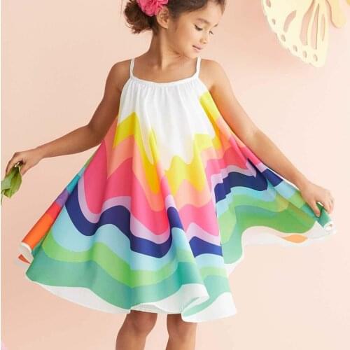 Baby Princess Dress Newborn Clothes Summer Toddler Baby Girls Sleeveless Rainbow Print Dress Vest Dresses Clothes The Dress