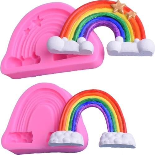 Rainbow Star Cloud Silicone Mold Mould Romantic Wedding Chocolate Tools Fondant Cake Baking Tool Icing Ice DIY K293