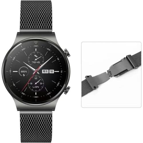 Milanese strap for Samsung Galaxy Watch 3/Huawei Watch GT2/Amazfit GTR Metal Butterfly buckle wristband for 22mm 20mm watch band