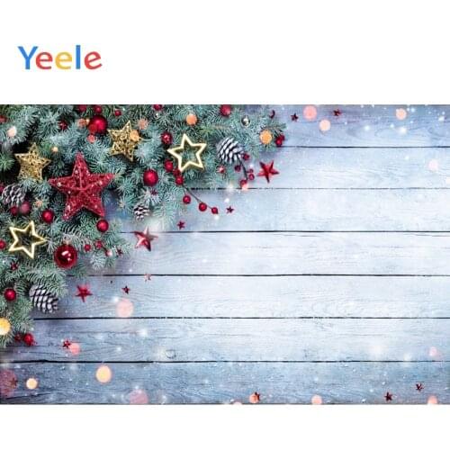 Christmas Flower Star Ball Halo Wooden Board Home Decor Backdrop Photography Custom Photographic Background For Photo Studio