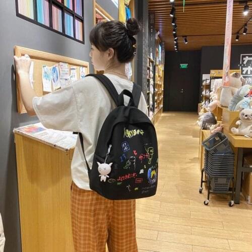 School Cartoon Printed Lovely Backpack Women Bag College Students High School Nylon Travel Casual Female New Backpack