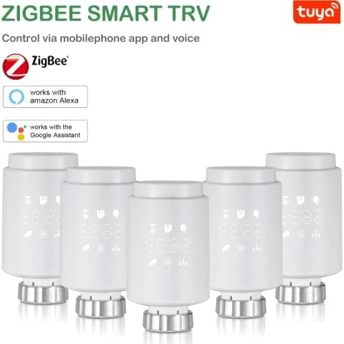 Tuya Smart ZigBee Thermostat Radiator Actuator Valve Programmable TRV Temperature Controller Alexa Voice Controller