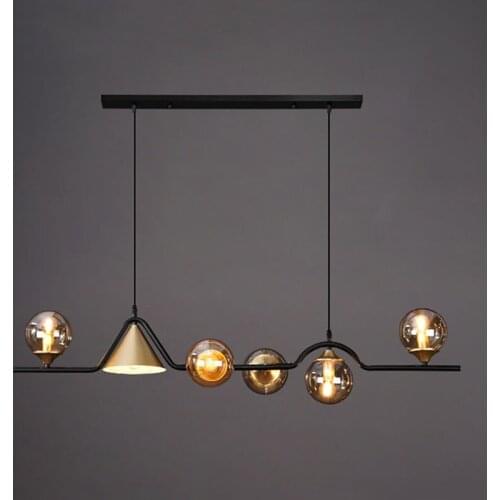 Dining Room Island Chandelier Ceiling Modern Nordic Bedroom LED Glass Ball Lighting Hanging Fixture Kitchen Bar Office Long Lamp