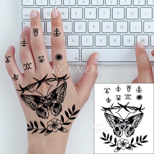 Waterproof Temporary Tattoo Sticker Butterfly Flowers Fake Tatto Flash Tatoo Hand Size Art Tattoos for Boy Women Men