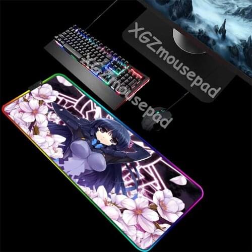 XGZ Large RGB Mouse Pad Precision Black Lock Edge Anime Sexy Warrior Custom Computer Desk Mat Rubber Non-slip 900x400 / 800x300