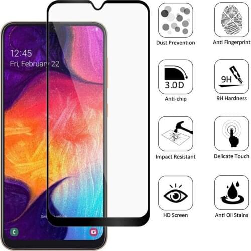 Tempered Glass Film For Samsung Galaxy A50 A70 A30 A40 A60 A51 A71 M20 M30 M40 A7 2018 Curved Edge Full Cover Screen Protector