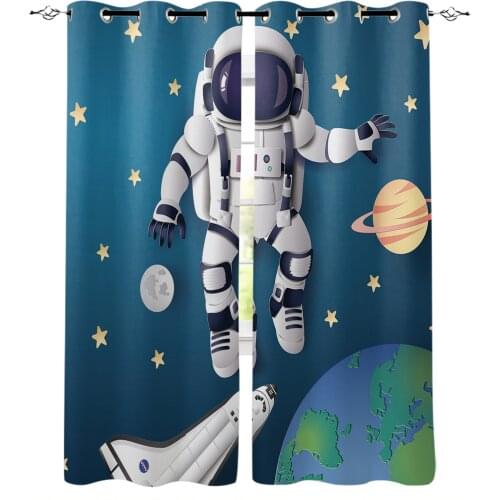 Space Exploration Creative Astronaut Spaceship Blackout Curtains Bedroom Blinds Drapes Window Curtains For Living Room