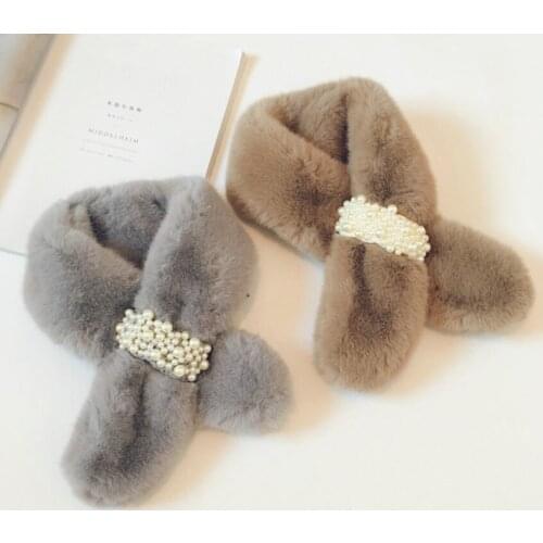 Winter Cute Children Scarf Boy Girls Scarves Baby Imitation Rabbit Fur Collar Scarf with Pompom Neck Warmers Christmas Gift