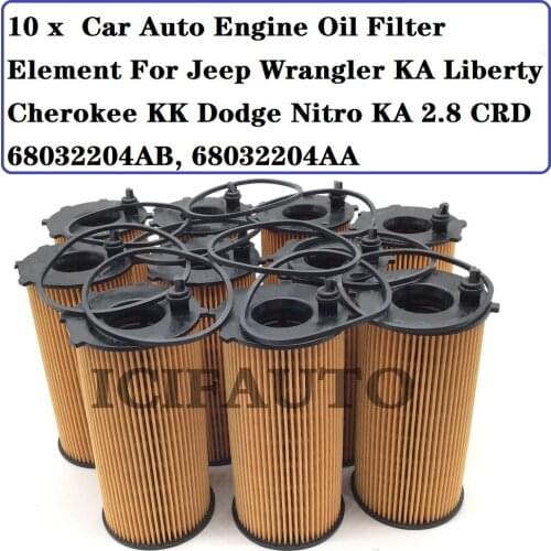 10 x Free Shipping ! Engine Oil Filter For Jeep Wrangler KA Liberty Cherokee KK Dodge Nitro KA 2.8 CRD 68032204AB, 68032204AA