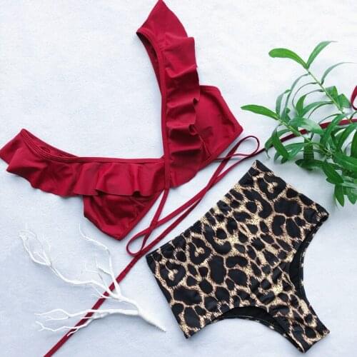 2019 Sexy Beach Wear Swimsuit Leopard Bikinis Set Fashion Plus Size Women Swimwear Monokini Swim Suit Bathing Suit Women Bikini