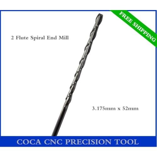 3.175mm*52mm,Freeshipping CNC Solid carbide woodworking insert router bit,Tungsten end mill,2 flute end milling,PVC,MDF,acrylic