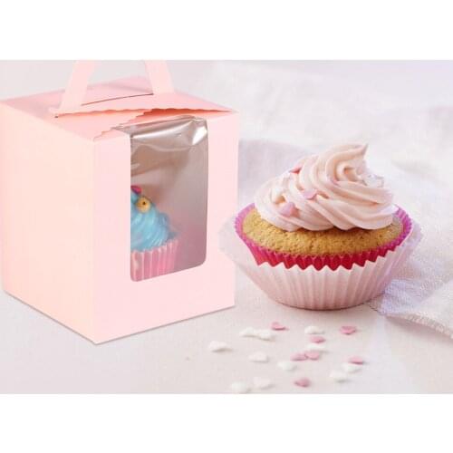 50Pcs Portable Single Design Cake Boxes Paper Cupcake Packing Box Party Supplies