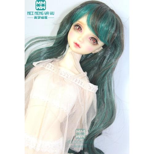 BJD doll clothes accessories fit 1/3 1/4 1/6 BJD/SD Doll Wigs Long Pear volume hair Black and green color mixing 096
