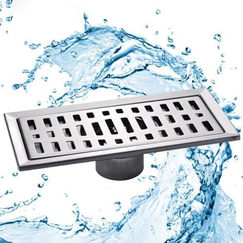 Large-Traffic Stainless Steel Bathroom Shower Square Floor Waste Grate Sanitary 20Cm X10Cm Floor Drain