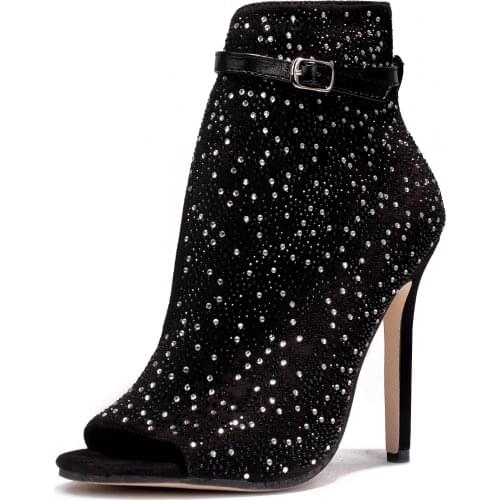 Fashion 2020 Women Sandals 12cm High Heels Diamond Summer Square Heel Women Shoes Wedding Shoes Leather Sandalia