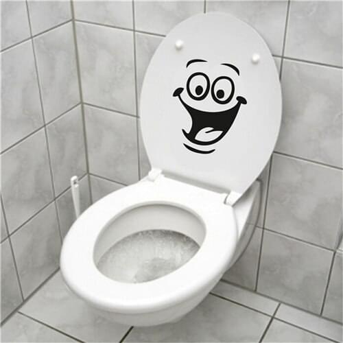 For Toilet Decorative Sticker Dog Cat Flower Quote Smile Face Pattern Toilet Seat Cover Bathroom Wall Stickers Wall Decals