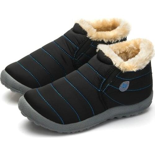 Dropshipping Size35-43 Waterproof Women Winter Shoes Couple Unisex Snow Boots Warm Fur Inside Antiskid Bottom Keep Warm Mother