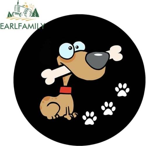 EARLFAMILY 13cm x 13cm Personality Car Sticker DOG & BONE Decal FUN NOVELTY FRIDGE MAGNET GIFT Cartoon Car Styling Accessories