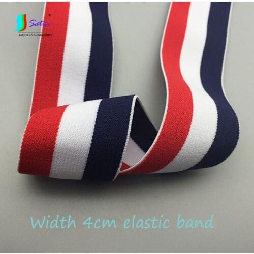 Width 4cm Nylon Elastic Webbing,Sports Trousers,Kids Suspenders,Belt Accessories,Red White Blue Stripes Elastic Band A0060C