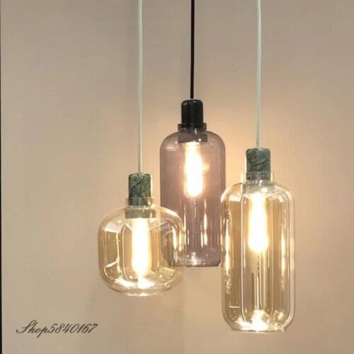 Europe Normann Pendant Light Designer Lamp Pendant for Bedroom Lights Loft Marble Glass Lamp Restaurant Dining Room Hanging Lamp
