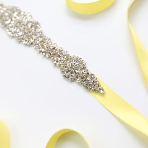 Crystal Wedding Belts Satin Rhinestone Wedding Dress Belt Wedding Accessories Bridal Ribbon Sash Belt