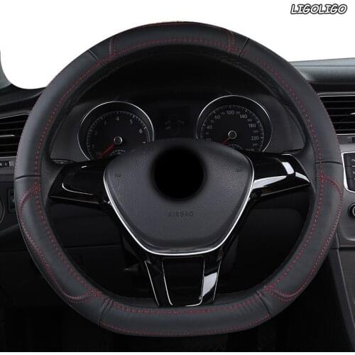 LIGOLIGO Leather Car Steering Wheel Cover For Hondas Civics CRV BRV Fit Jazz Accords City Freed Mobilio Stream