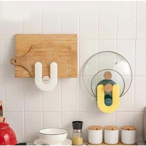 Kitchen Storage Plastic Pot Lid Cutting Board Cutting Board Shelf Free Punching Wall Hanging Pot Lid Cutting Board Rack