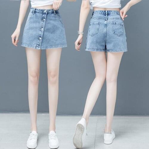 Summer Womens Shorts Fashion Streetwear Button Jeans Shorts Women Casual Women Clothing High Waist joggers Denim Shorts Skirts