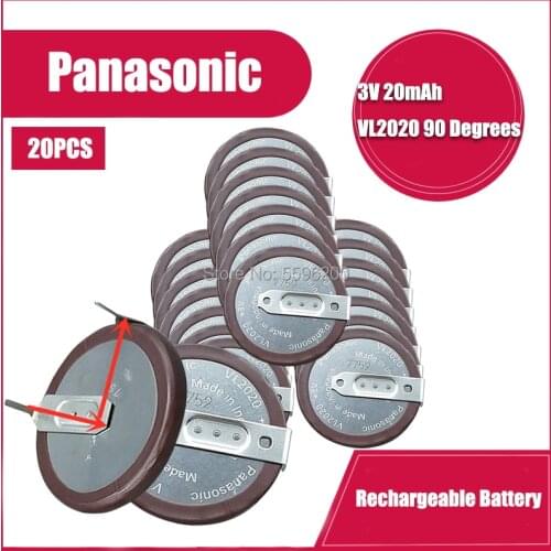20PCS/LOT PANASONIC VL2020 2020 lithium Rechargeable battery With Legs 90 degrees for BMW car key