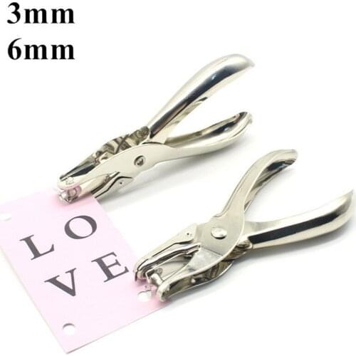 Metal Hand Paper Punch Craft Sheet Single Hole Puncher Circle Shape 3/6mm Hole Paper Punches for Card Making Scrapbooking