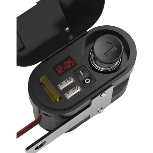 Motorcycle Waterproof Charger Power Socket 5V 31A Dual USB Outlet Switch Car LED Digital Display Voltmeter Cigarette chic