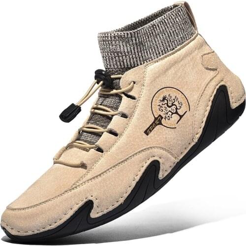 Mens Boots Warm Thick Plush Mens Snow Boots Outdoor Waterproof Men Western Ankle Boots Suede Men Motorcycle Boots Pop Winter