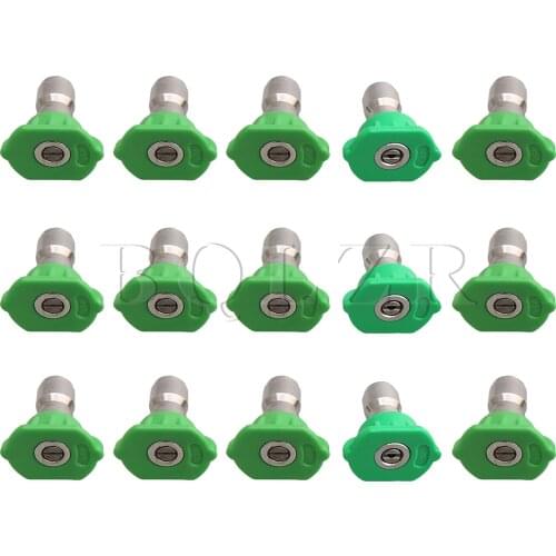 BQLZR 15pcs Stainless Steel 25 Degree Spray Nozzle Tip 1.0 1.2 1.4 1.6mm Green