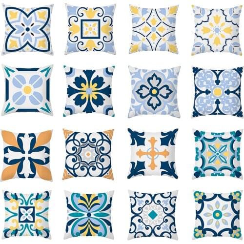 Pillow Cushion Cover Microfiber Pillowcases Geometric Flowers Decorative Throw Pillows Covers for Car Sofa Home Decor 45*45cm/pc