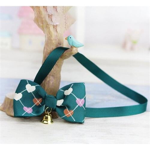 Christmas Dog Collar & Bell Fabric Female Male Puppy Pet Bow Tie Adjustable