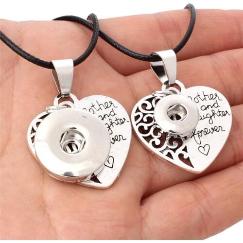 Newest Love Heart Snap Necklaces Metal Snap Button Pendant Necklace Fit 18mm 12mm DIY Snap Jewelry For Women ZG294