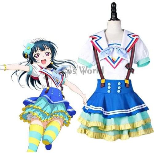 LoveLive!Sunshine!! Aqours Jumping Heart Tsushima Yoshiko Sailor Suit Uniform Dress Outfit Anime Cosplay Costumes