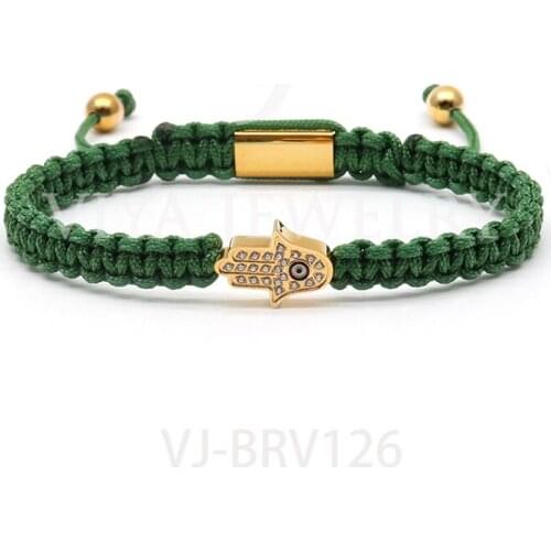 Luxury Handmade String Design with Hamsa Hand Charm Bracelets 316L Stainless steel Bead Bracelets