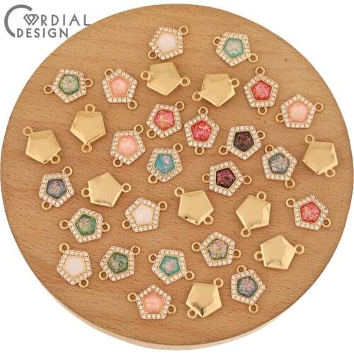 Cordial Design 30Pcs 10*14MM Hand Made/CZ Connector/Charms/Jewelry Findings & Components/DIY Bracelet Making/Jewelry Accessories
