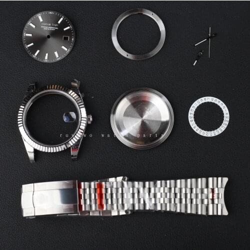 Steel watch case kit fit 2824 movement date just style waterproof 39mm R CROWN logo