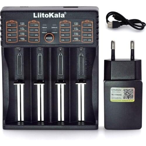 Liitokala Lii-402 18650 Charger 1.2V 3.7V 3.2V AA / AAA 2665014500 NiMH smart charger 5V 2A Intelligent Charger EU/USA/UK plug