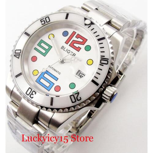 High Quality Men Watch Sapphire Glass 40mm White Dial MIYOTA Movement Date Window Silver Color Mental Bracelet